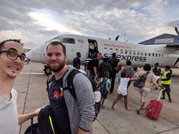 Boarding South African Express to Gaborone with Jan-Erik