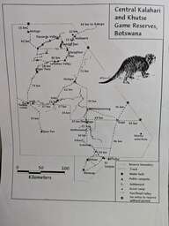 Printed map of the Central Kalahari Game Reserve