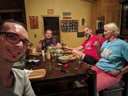Dinner selfie in Lobatse with Florian, Sibylle and Jan-Erik